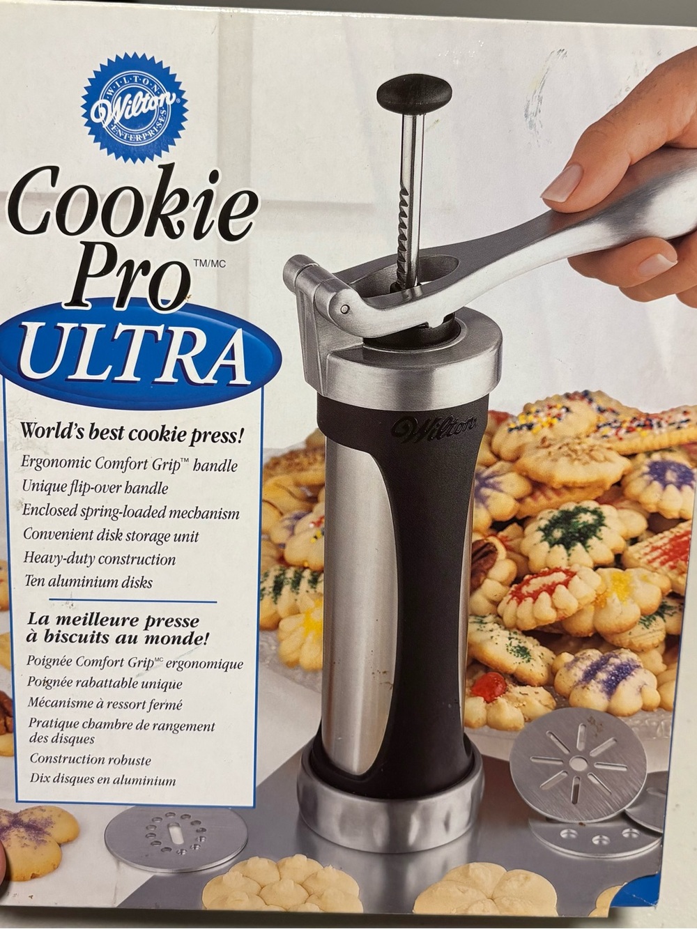 Wilton Cookie Pro Ultra Silver and Black Cookie Press with Disks